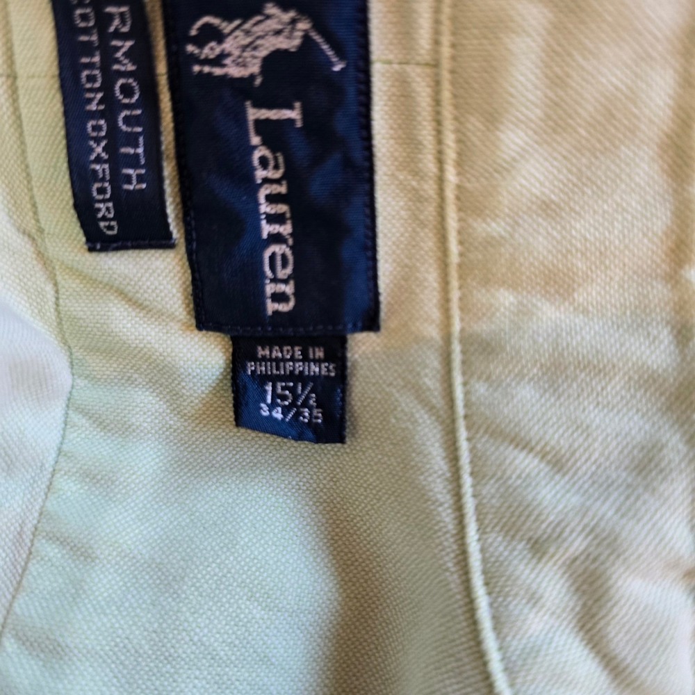 Ralph Lauren Yarmouth Mint Green Oxford Shirt Mens 15.5 34/35 Cotton Button Down - Picture 7 of 7